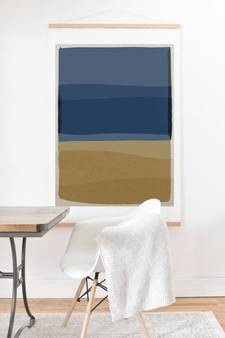 Orara Studio Modern Blue and Brown Art Print And Hanger