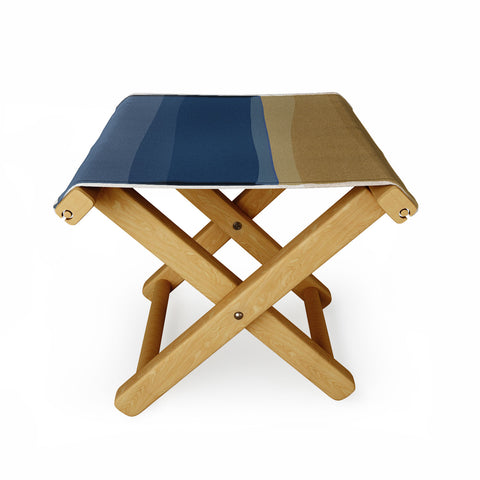 Orara Studio Modern Blue and Brown Folding Stool