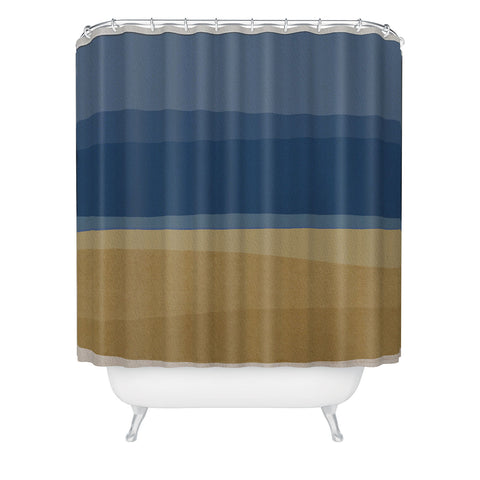 Orara Studio Modern Blue and Brown Shower Curtain