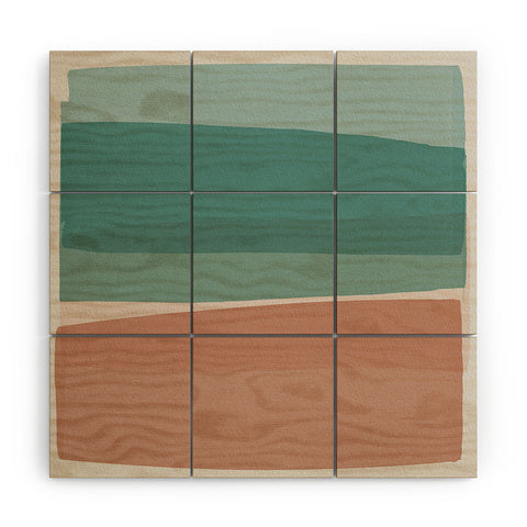 Orara Studio Modern Turquoise and Pink Wood Wall Mural