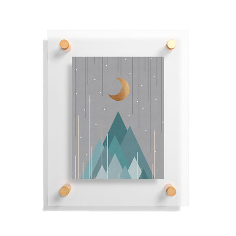 Orara Studio Moon And Mountains Floating Acrylic Print