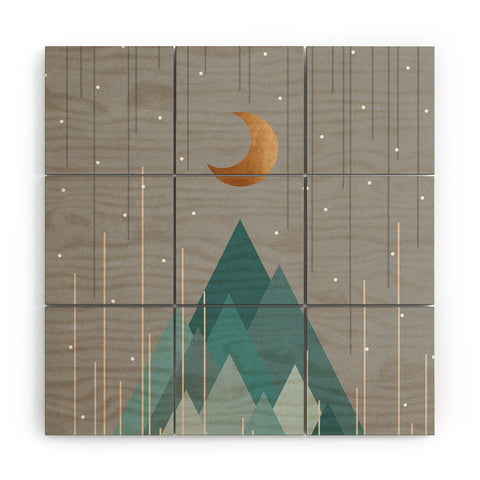 Orara Studio Moon And Mountains Wood Wall Mural