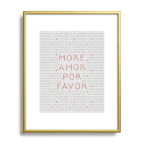 Orara Studio More Amor Quote Rose Gold Metal Framed Art Print