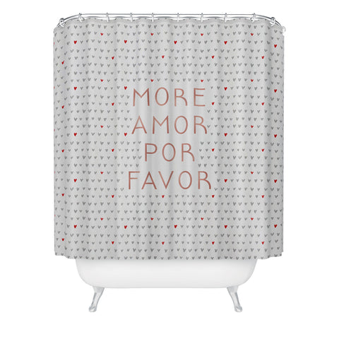 Orara Studio More Amor Quote Rose Gold Shower Curtain