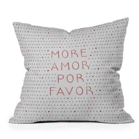 Orara Studio More Amor Quote Rose Gold Throw Pillow
