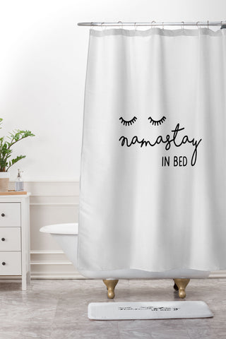 Orara Studio Namastay In Bed Quote Shower Curtain And Mat