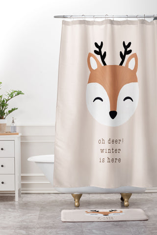 Orara Studio Oh Deer Winter Is Here I Shower Curtain And Mat