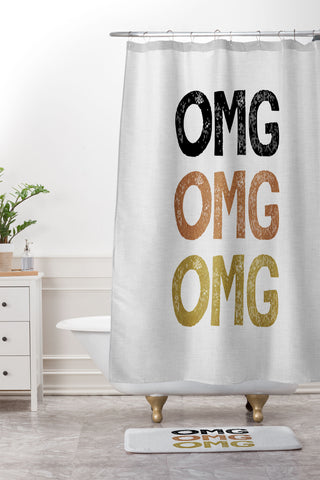 Orara Studio OMG Funny Quote Shower Curtain And Mat