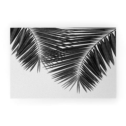 Orara Studio Palm Leaf Black and White II Welcome Mat