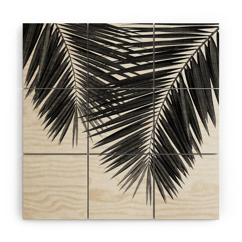 Orara Studio Palm Leaf Black and White II Wood Wall Mural