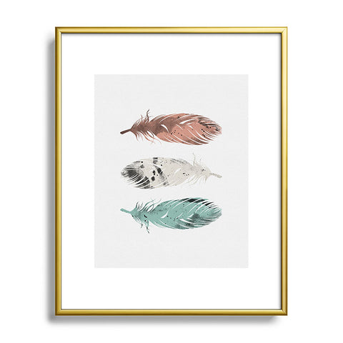 Orara Studio Pastel Feathers Metal Framed Art Print