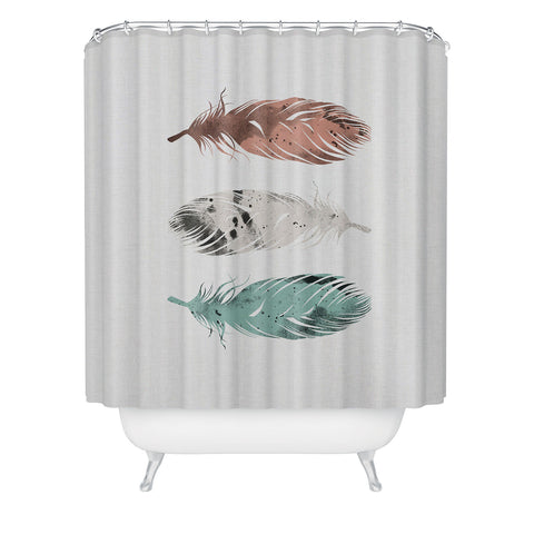 Orara Studio Pastel Feathers Shower Curtain