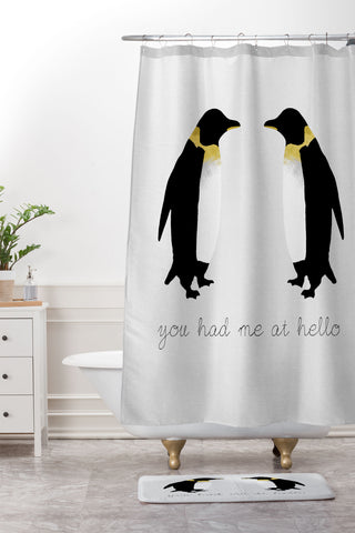 Orara Studio Penguin Quote Shower Curtain And Mat