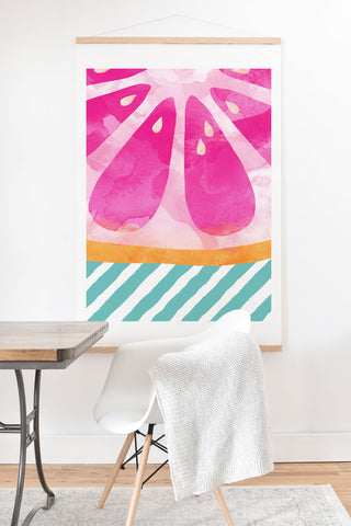 Orara Studio Pink Grapefruit Abstract Art Print And Hanger