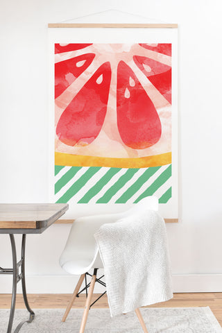 Orara Studio Red Grapefruit Abstract Art Print And Hanger