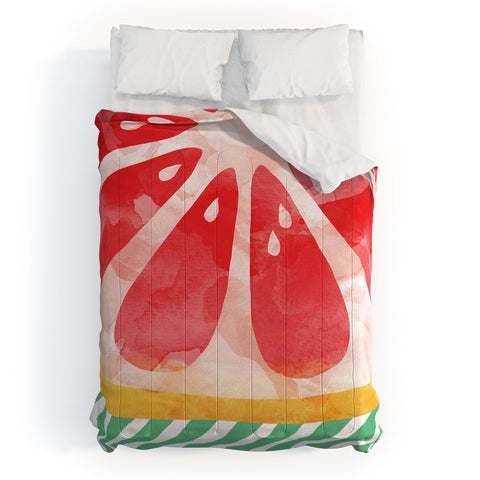 Orara Studio Red Grapefruit Abstract Comforter