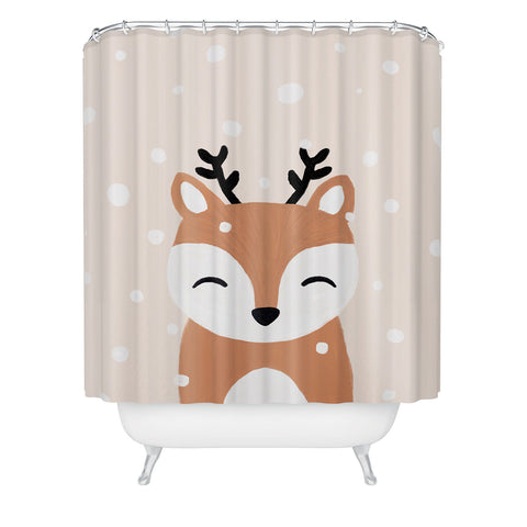 Orara Studio Snow And Deer Shower Curtain