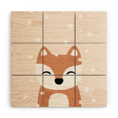 Orara Studio Snow And Fox Wood Wall Mural