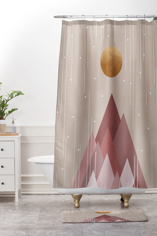 Orara Studio Sun And Mountains Shower Curtain And Mat