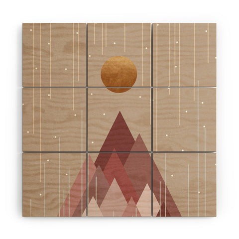 Orara Studio Sun And Mountains Wood Wall Mural