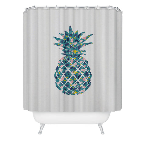 Orara Studio Teal Pineapple Shower Curtain