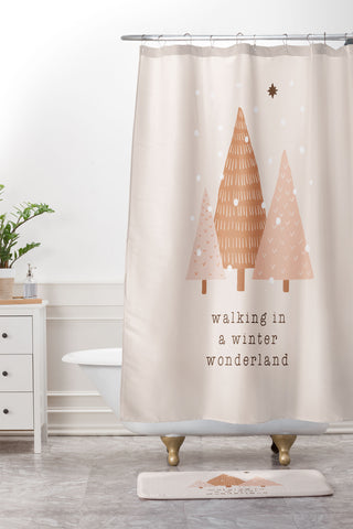 Orara Studio Walking In A Winter Wonderland Shower Curtain And Mat