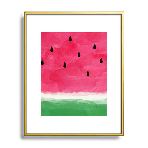 Orara Studio Watermelon Watercolor Metal Framed Art Print