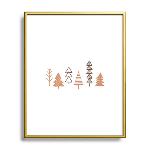 Orara Studio Winter Trees Illustration Metal Framed Art Print