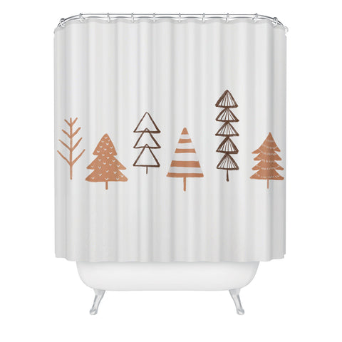 Orara Studio Winter Trees Illustration Shower Curtain