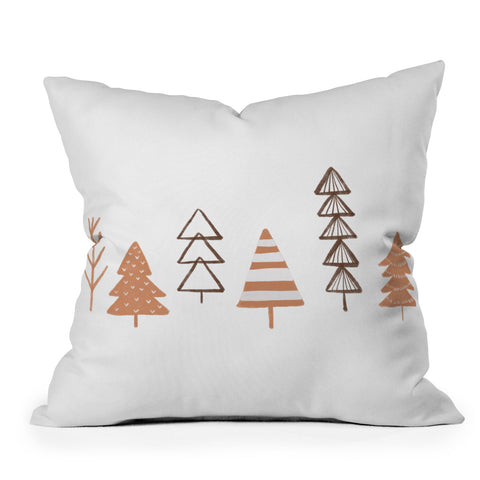 Orara Studio Winter Trees Illustration Throw Pillow
