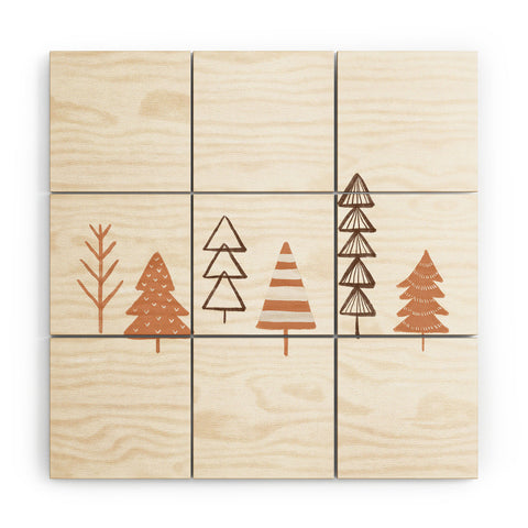 Orara Studio Winter Trees Illustration Wood Wall Mural