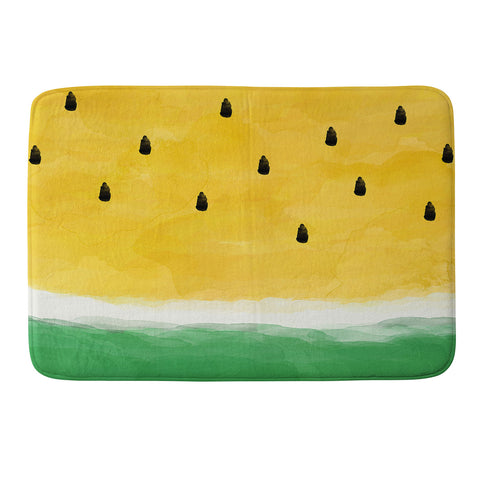 Orara Studio Yellow Watermelon Painting Memory Foam Bath Mat