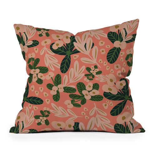 Oris Eddu Poppy Pine pink Outdoor Throw Pillow