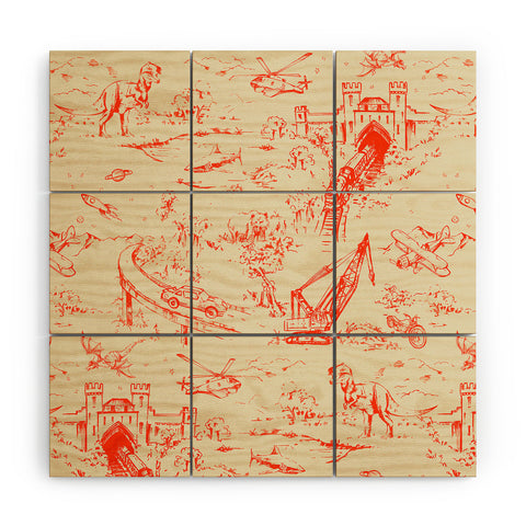 Pattern State Adventure Toile Dawn Wood Wall Mural