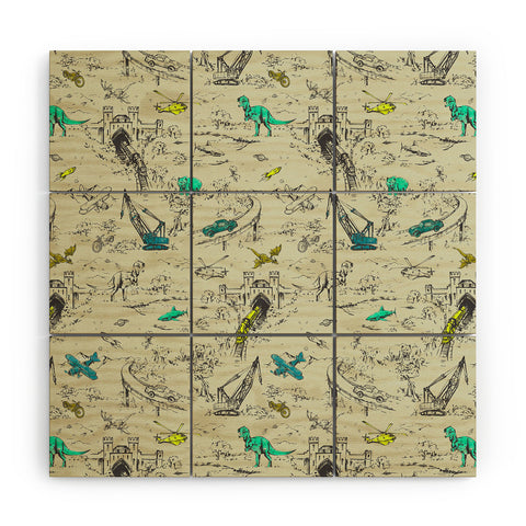 Pattern State Adventure Toile Wood Wall Mural