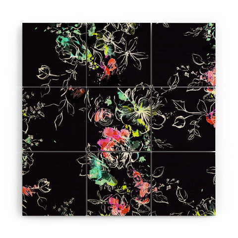 Pattern State CAMP FLORAL MIDNIGHT SUN Wood Wall Mural