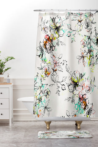 Pattern State Camp Floral Shower Curtain And Mat