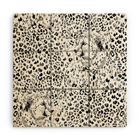 Pattern State Cheetah Sketch Wood Wall Mural