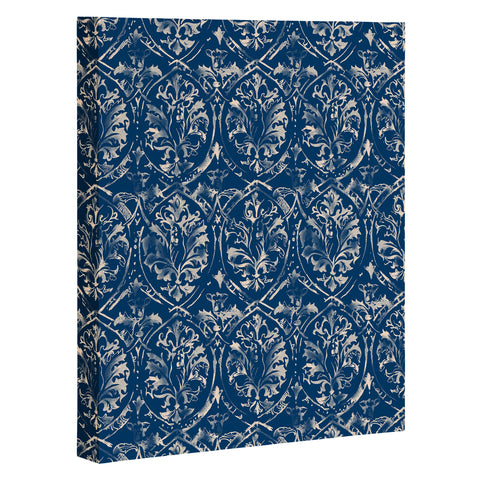 Pattern State Deer Damask Indigo Art Canvas