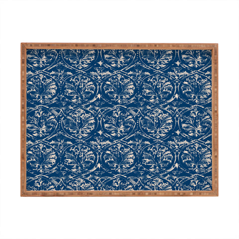 Pattern State Deer Damask Indigo Rectangular Tray
