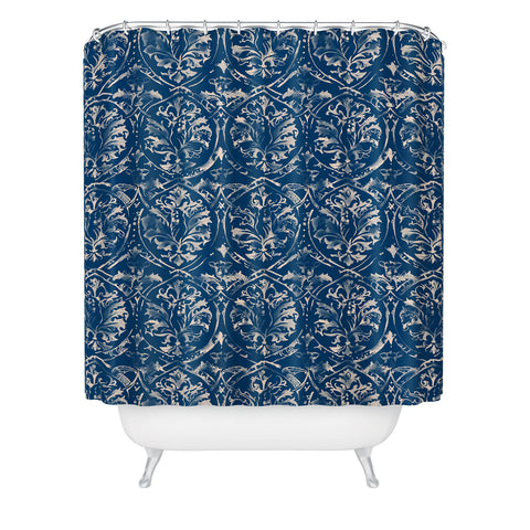 Pattern State Deer Damask Indigo Shower Curtain