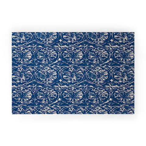 Pattern State Deer Damask Indigo Welcome Mat