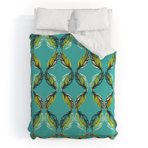 Pattern State Feather Aquatic Duvet Cover