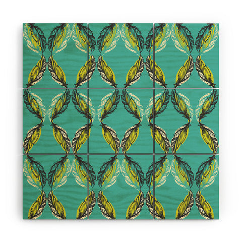 Pattern State Feather Aquatic Wood Wall Mural