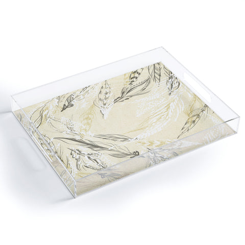 Pattern State Feather Linen Acrylic Tray