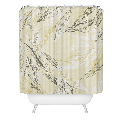 Pattern State Feather Linen Shower Curtain