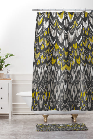 Pattern State Flock Gold Shower Curtain And Mat