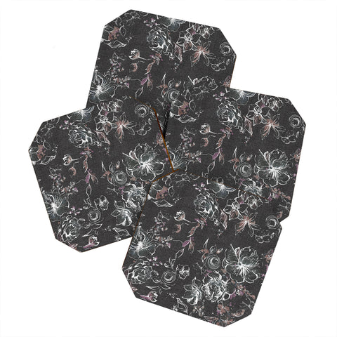 Pattern State Floral Charcoal Linen Coaster Set