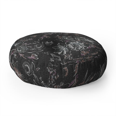 Pattern State Floral Charcoal Linen Floor Pillow Round