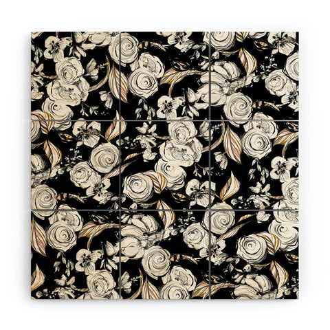 Pattern State Floral Sketch Midnight Wood Wall Mural